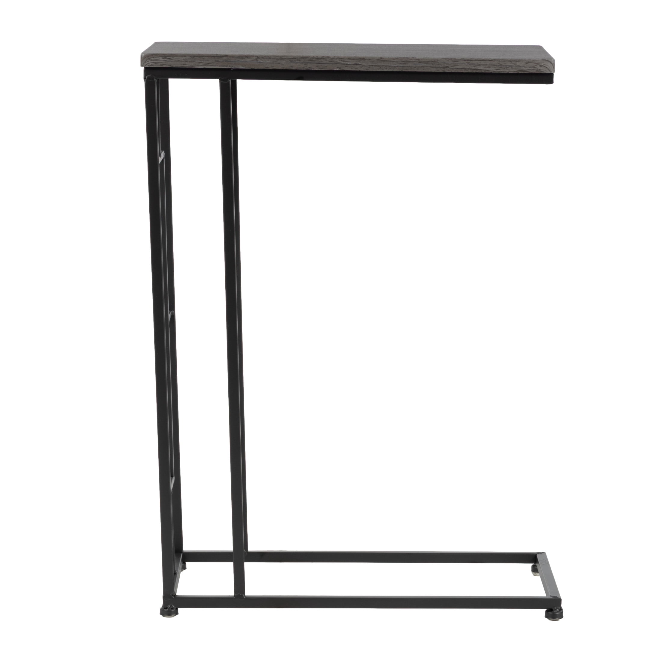 DecMode 19" x 26" Gray Metal C-Shaped Accent Table with Black Metal Base, 1-Piece