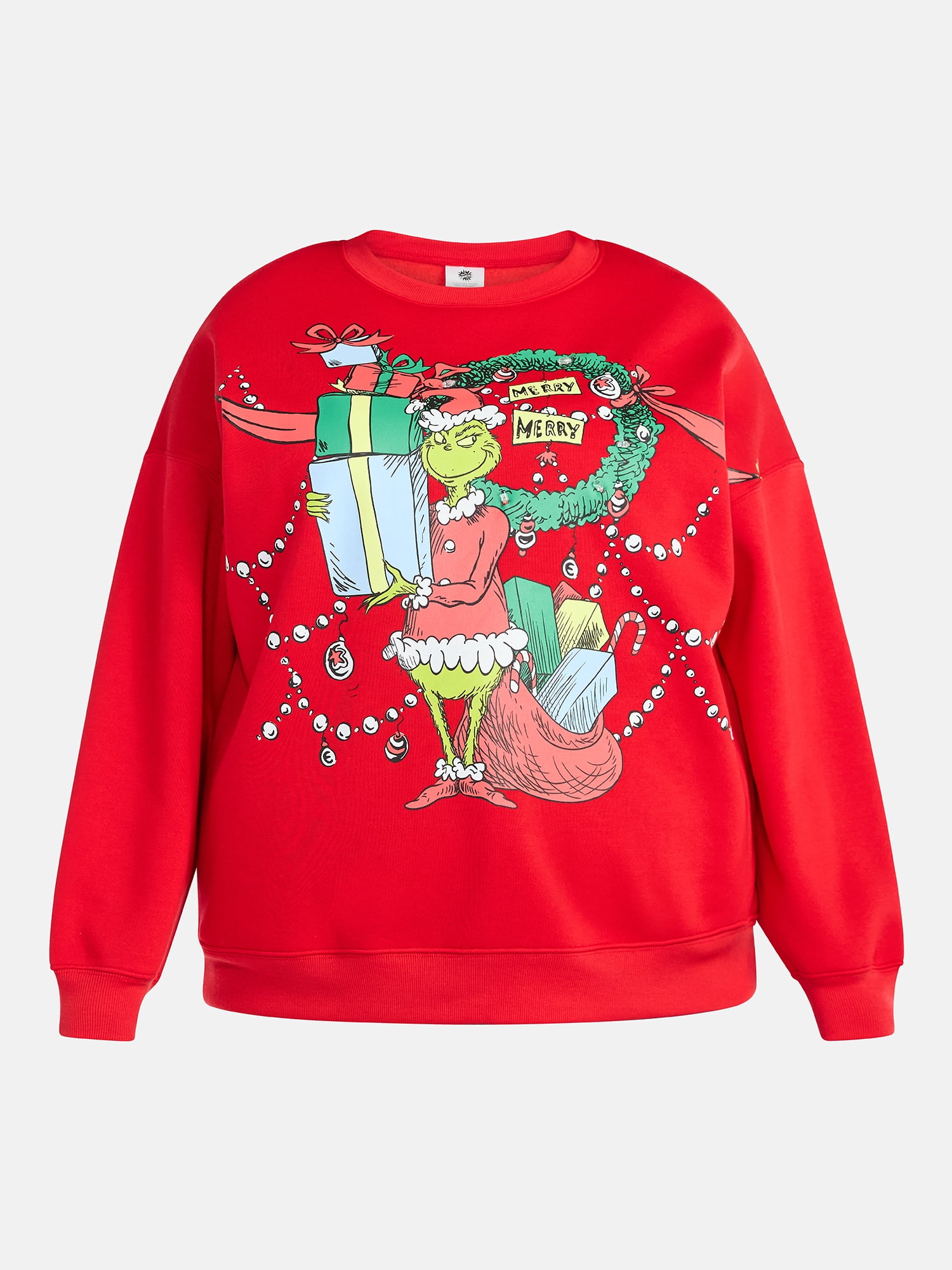 Dr. Seuss The Grinch Women's Plus Light-Up Graphic Fleece Sweatshirt, Sizes 1X-4X