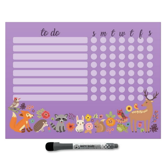 Woodland Creatures Kids Task Chart Sticker Doodles