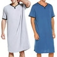 thumbnail image 3 of QualitChoice Robe de Nuit Légère en Polyester Manches Courtes Pyjamas Col en V pour Hommes Gris m, 3 of 6