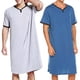 thumbnail image 4 of Guardurnaity Bata de dormir sólida, pijamas de manga corta para hombres, camisón cómodo con cuello en V, ropa de noche y . Pijama negro S, 4 of 6