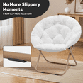 thumbnail image 6 of MoNiBloom Faux Fur Saucer Chair for Adults, Comfy Fluffy for Living Room Bedroom Dorm Apartment, with Thick Padded & Folding Metal Frame (White), 6 of 10