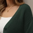 thumbnail image 6 of QUALFORT 100% Cotton Cardigan Sweaters for Women, V Neck Button Down Chunky Knit Cozy Relaxed Fit Sweater Cardigan, Dark Green XXL, 6 of 9