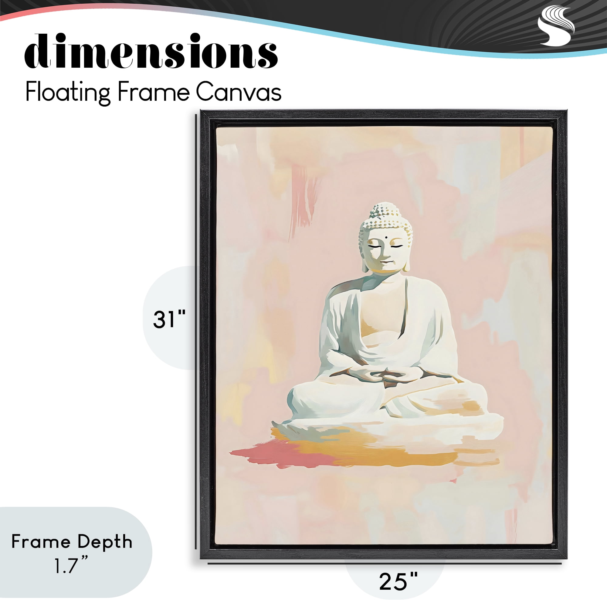 Stupell Industries Pastel Buddha In Quiet Meditation Black Framed Floater Canvas Wall Art, design by The Prints Vibe
