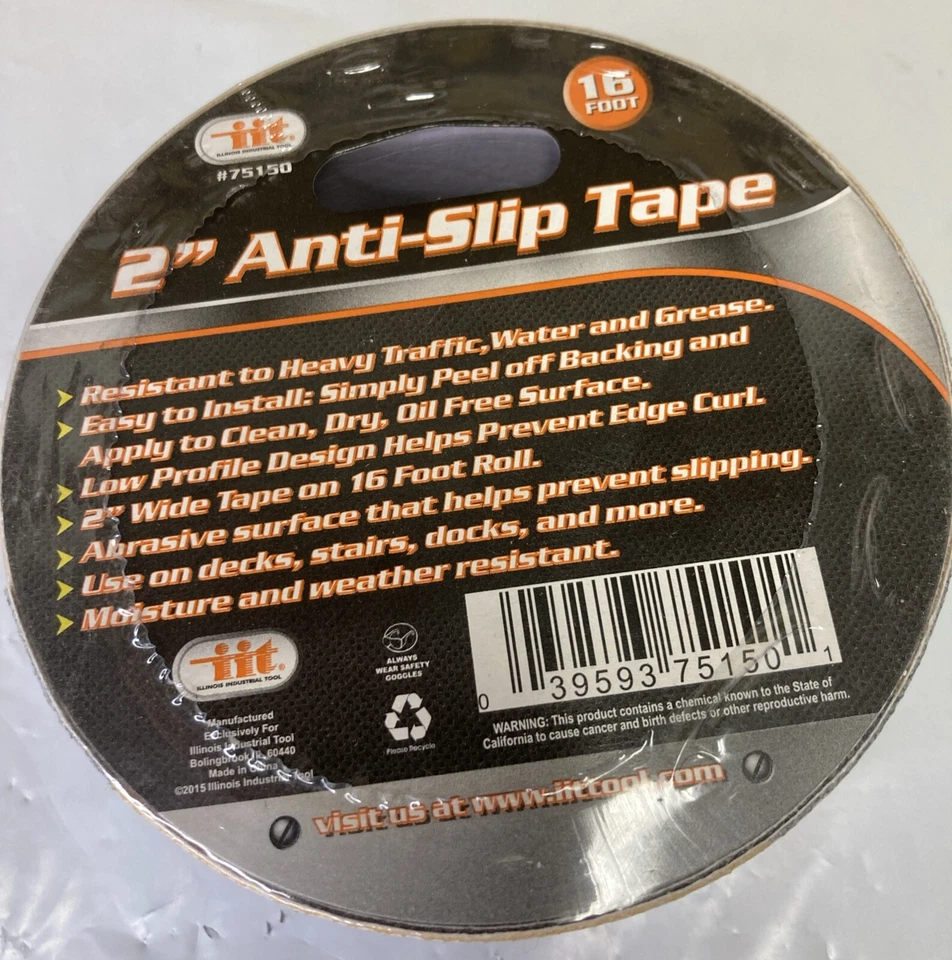Anti-Slip Tape 2” X 16 Ft. 75150 Black And Yellow Itt Abrasive Surface