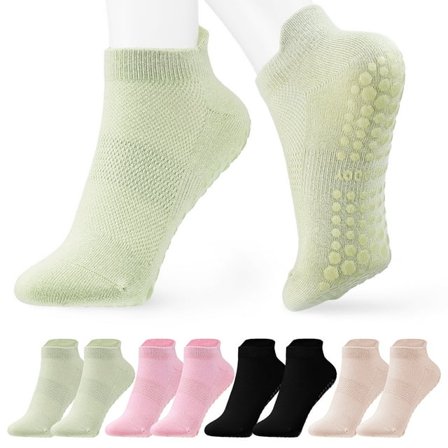 4 pares de calcetines de agarre para pilates, calcetines de yoga, calcetines de pilates, calcetines cortos, calcetines de agarre para mujer, calcetines de pilates, calcetines tobilleros.
