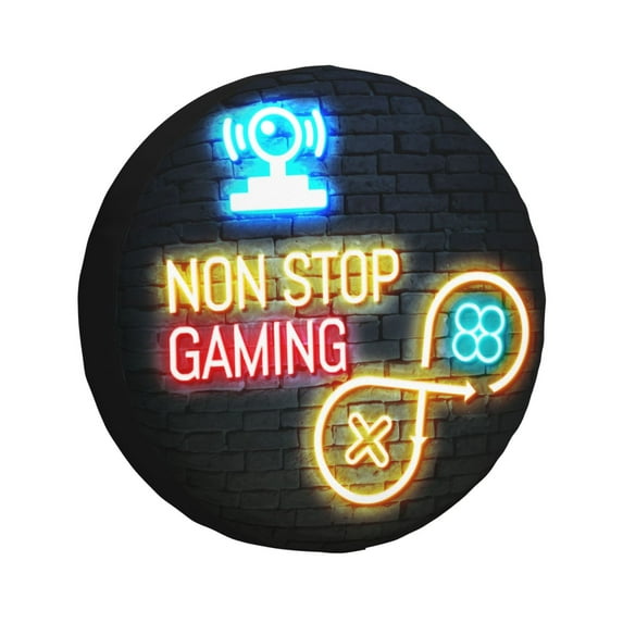 DouZhe Waterproof Spare Tire Cover, Funny Non Stop Game Prints Adjustable Wheel Covers Fit for Jeep Trailer RV SUV Car, 17 inch