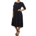 thumbnail image 2 of Women's Casual Plus Size Loose Fit 3/4 Sleeve Jersey Knit A-Line Solid Midi Dress, 2 of 4