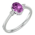 thumbnail image 2 of SuperJeweler 1 1/2 Carat Oval Shape Pink Topaz and Two Diamond Ring In 14 Karat White Gold For Women, 2 of 6