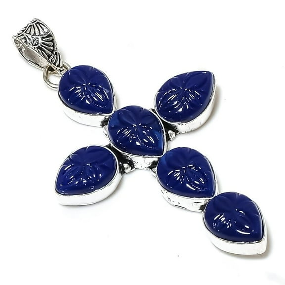 Lapis Lazuli Handmade 925 Sterling Silver Jewelry Pendant 3.07"