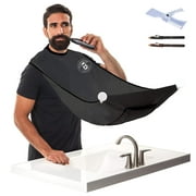 ROCK BEARD Apron Cape for Men Trimming and Shaving, Waterproof and Non-Stick Beard Bib Clippings Catcher with 4 Suction Cups, Best Gift for Man/husband/boyfriend (Black)