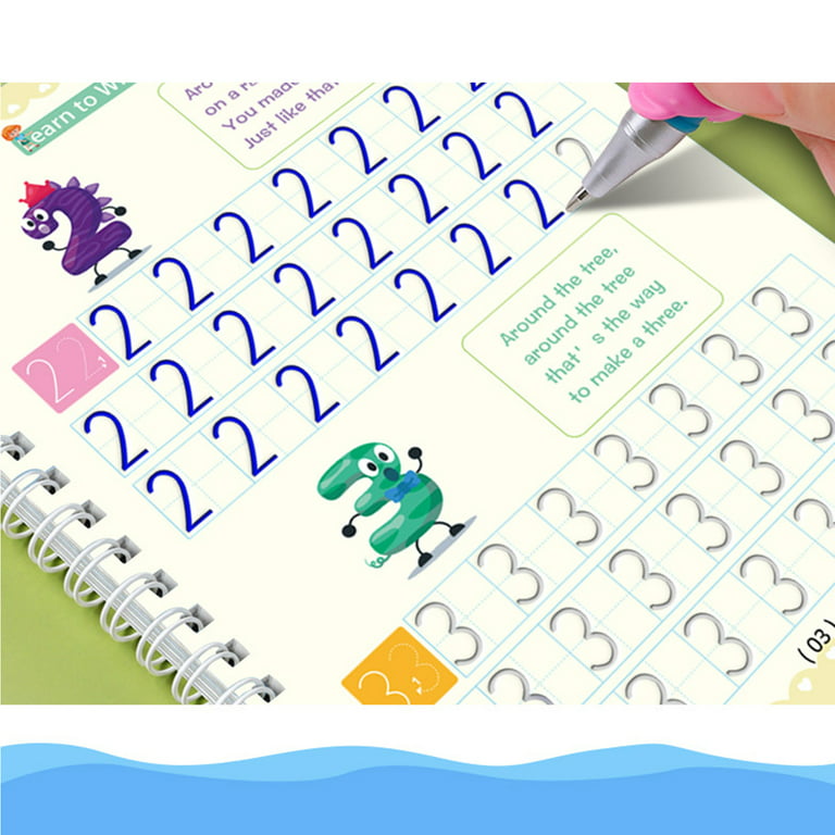 Magic Writing Workbooks with Pen Hold Aid Tool Grooved Handwriting