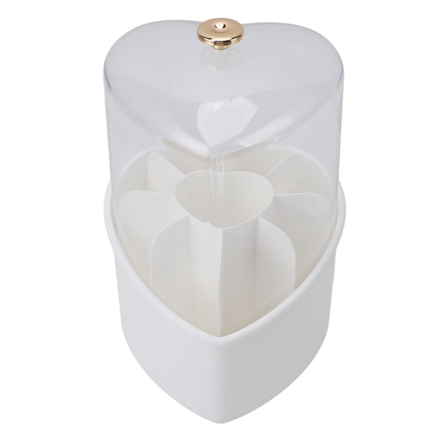 Organizador De Maquillaje Giratorio Con Cepillos De Maquillaje De 8 Piezas - 8+1 Slots Soporte De Cepillo De Maquillaje De Forma De Corazón Con Tapa Transparente Para De
