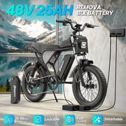 Peak 1500W Electric Bike for Adults,48V 25Ah Max 90 Miles APP & Anti-Theft Electric Bicycle,20’’ Fat Tire,Full Suspension E-Mountain Bike