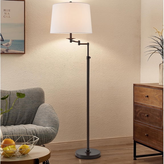KAWOTI 64.5" Adjustable Floor Lamp with Swing Arm, 3-Way Dimmable Standing Floor Lamp for Living Room Bedroom（Bronze）