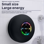 Mini Bluetooth Shower Speaker with LED light, Portable Waterproof Hands-Free Speakerphone, Rechargeable Wireless Stereo Speakers for Beach, Shower & Home (Black)