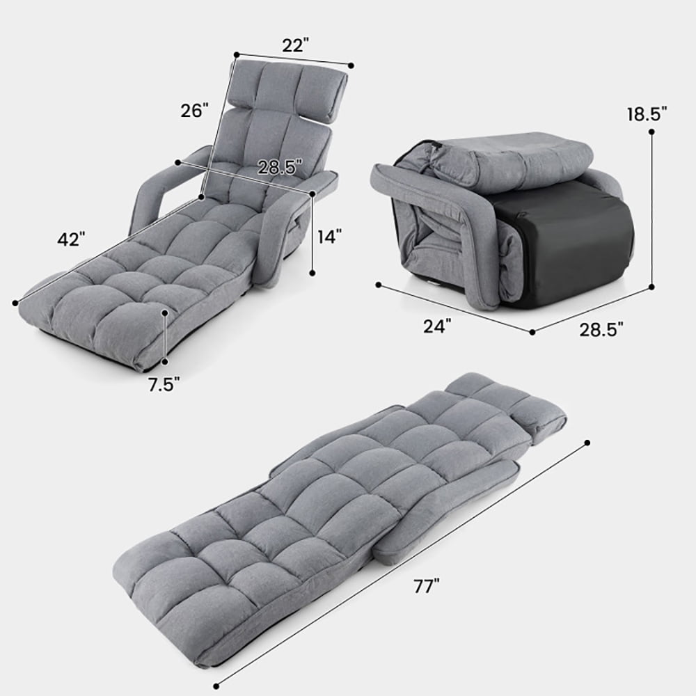 Finihen Floor Chair, Adjustable Folding Floor Chair, 6-Position Adjustable Floor Chair with Adjustable Armrests and Footrest, for Living Room, Bedroom, Gray Finihen Floor Chair, Adjustable Folding Floor Chair, 6-Position Adjustable Floor Chair with Adjustable Armrests and Footrest, for Living Room, Bedroom, Gray