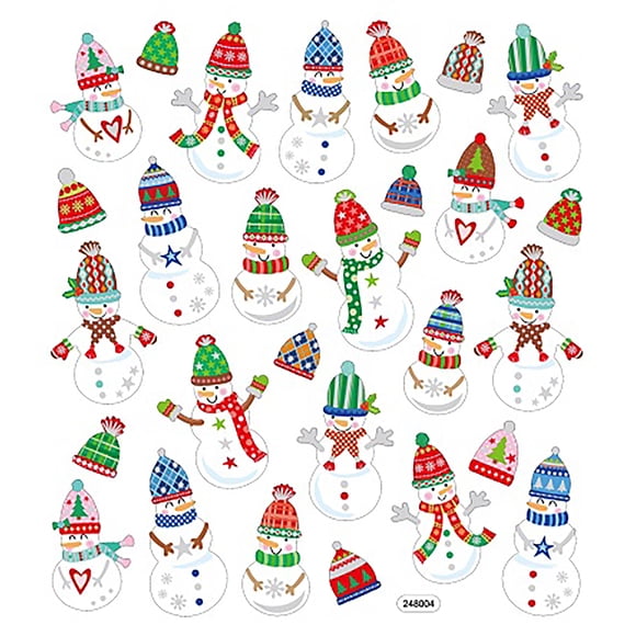Autocollants Multicolores-Bonhommes de Neige avec Chapeaux