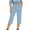 Light Blue, variant on Vivianyo HD Women's Elastic Waist Faux Denim Capri Pants, Loose Fit Pull On Casual Cropped Pants with Pockets, Women's Army Green, Sizes S-3XL