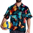 thumbnail image 4 of Flower Butterfly Men's Hawaiian Button Down Short Sleeve Casual Printed Summer Beach Unisex Shirt, 4 of 6