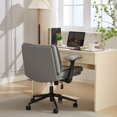 thumbnail image 5 of HUJHKIO Cross Legged Office Chair with Flip-Up Arms, Wide Swivel Chair, 360° Rolling Ergonomic Desk Chair, Adjustable Comfy Leather Seat for Home Office, Vanity & Study, Supports 300 lbs, Gray, 5 of 9
