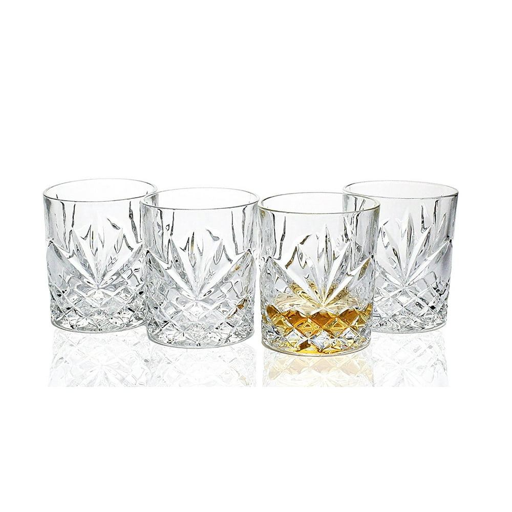 Set Of 6 Bezrat Lead Free Crystal Double Old Fashioned Highball Water Glasses Heavy Base Bar