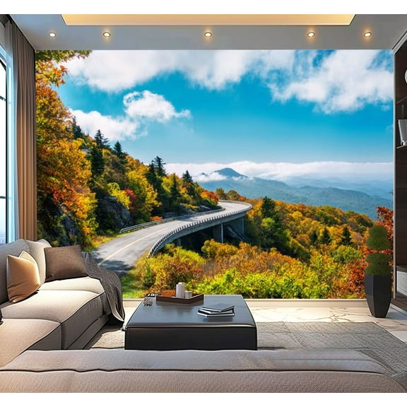 Peel and Stick Wallpaper Waterproof Road winding autumn Wall Mural Decor Self Adhesive and Removable 100in x 144in
