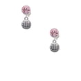 thumbnail image 2 of Delight Jewelry Silvertone Mini Volleyball/Water polo Pink Crystal Clip on Earrings, 2 of 5