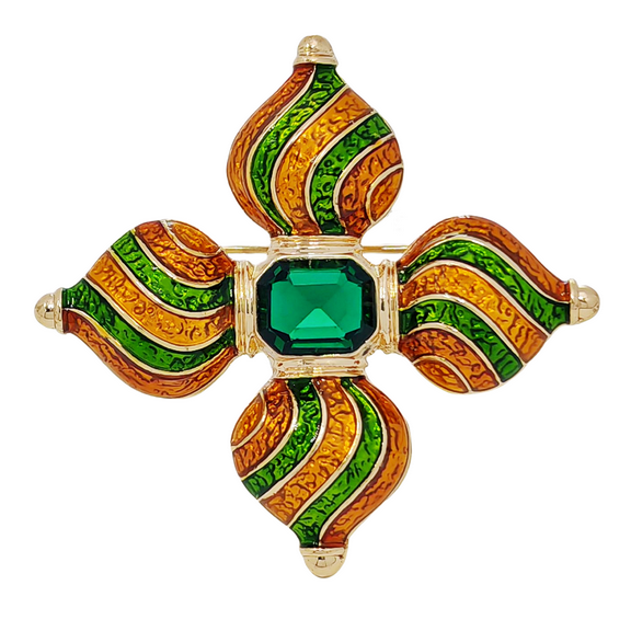 Cross Green Brooch, Gold-toned