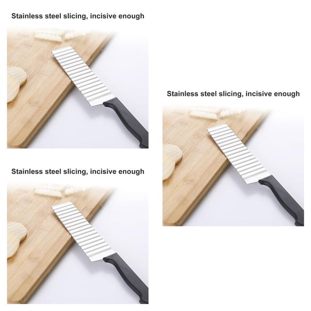 Naiovety Cortador de patatas fritas, herramienta para cortar, rallador de verduras ondulado antideslizante de acero inoxidable para cocina 3piezas Naiovety CBP143212