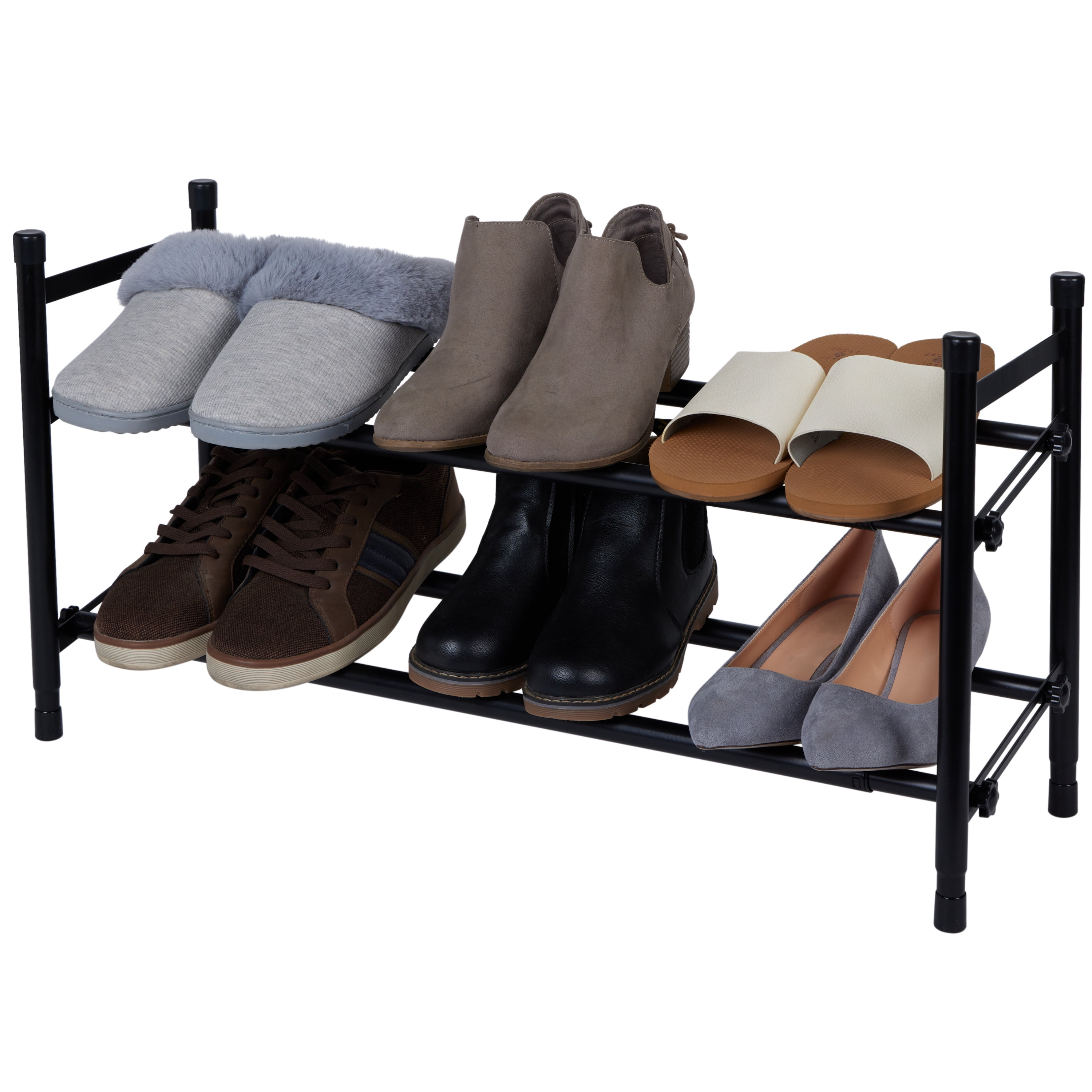 Organize It All 2 Tier Expandable Shoe Rack in Black