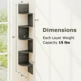 thumbnail image 5 of Resenkos 5-Tier Corner Shelf - Wall-Mounted Floating Bookshelf, Storage Organizer, French Oak, 5 of 8