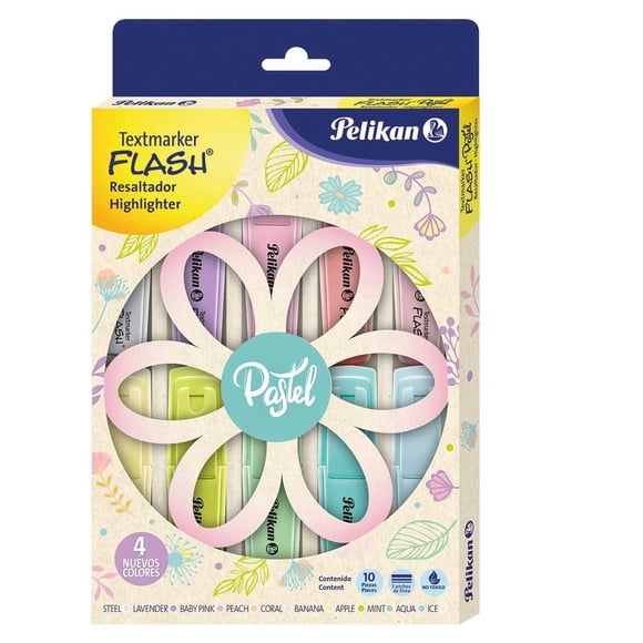 PELIKAN RESALTADORES DE COLORES CON 10 PIEZAS Pelikan petalo flash