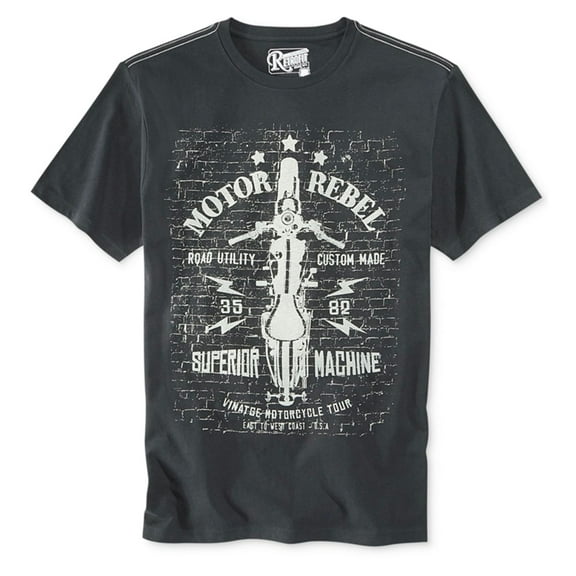 Retrofit Mens Motor Rebel Graphic T-Shirt, Black, Small