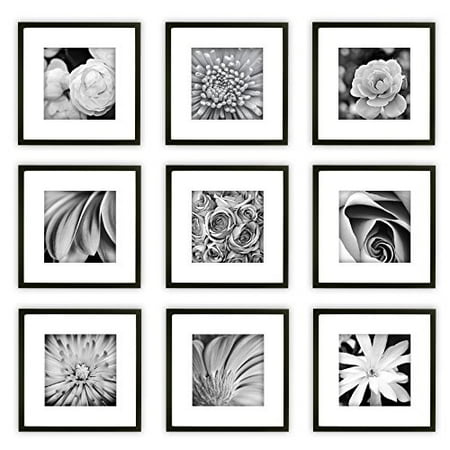 Gallery Perfect 9 Piece Black Square Photo Frame Wall Kit Gallery Perfect 9 Piece Black Square Photo Frame Wall Kit Includes Frames Hanging Template Decorative Art Prints And Hardware