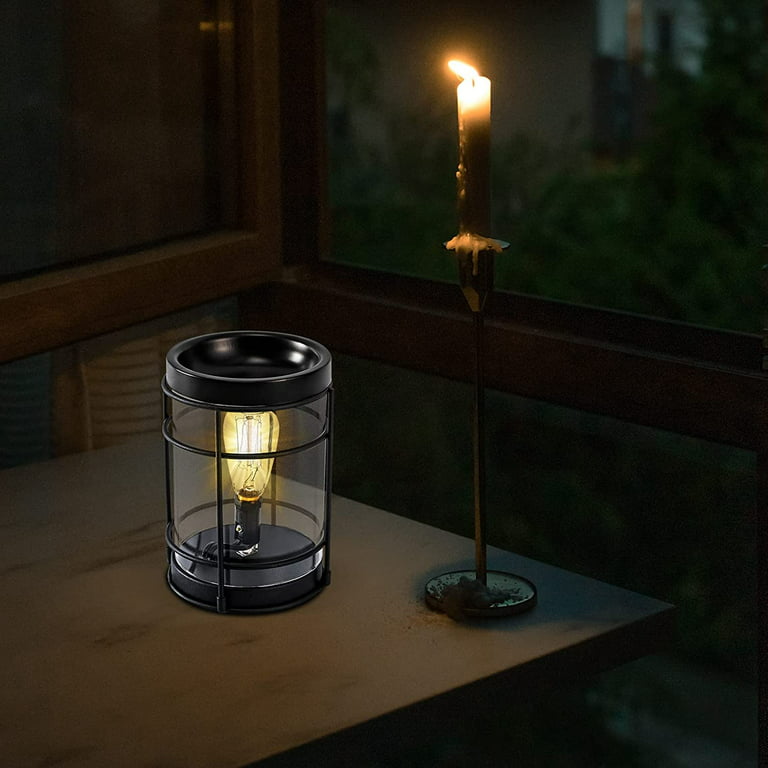 Vintage Bulb Electric Candle Warmer with Timer | Black Plug in Fragrance  Warmer for Scented Wax Melts, Cubes, Tarts | Air Freshener Set for Rustic