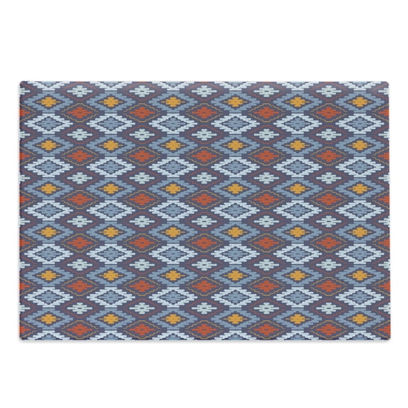 Tribal Cutting Board, Mexican Traditional Motifs Native Cultural Line Art Design Geometrical Abstract, Decorative Tempered Glass Cutting and Serving Board, Large Size, Multicolor, by Ambesonne
