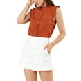 thumbnail image 6 of INSPIRE CHIC Women's Sleeveless Blouse Ruffled Pleated Wear-to-Work Chic Blouse M Dark Orange, 6 of 8