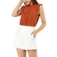 thumbnail image 5 of BLUSA SIN MANGAS CHIC PARA MUJER INSPIRADA, CON VOLANTES Y PLEATS, IDEAL PARA TRABAJAR, TALLA 3XL, NARANJA OSCURO, 5 of 7