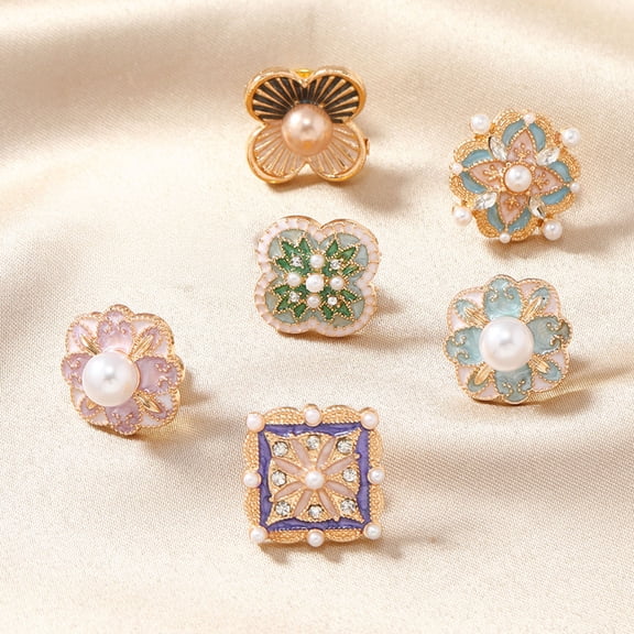 SmartBy Women Brooch Imitation Pearls Enamel Glaze Flower Shape Shawl Pin Lapel Neckline Clip Anti-Exposure Buckle