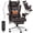 Brown, variant on Massage Heated Office Chair with Foot Rest - 6 Points Vibration 400LBS Executive Office Chair with Adjustable Headrest, Armrest and Lumbar Pillow, Comfy Leather Desk Chair for Home Office, Black