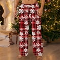 thumbnail image 2 of successthop Christmas Flannel Pajama Pants Men Snowflakes Plaid Trousers Elastic Loungewear with Pocket Sleep Bottoms, 2 of 4