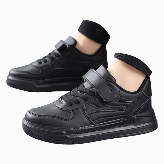 enyan Sneaker for Boys Athletic Slip On Sneakers Comfortable Bungee Boys' Athletic Shoes (Toddler/Little Kid/Big Kid) Black,4