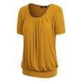 thumbnail image 2 of Made by Johnny Women's Scoop Neck Short Sleeve Pleated Front Blouse Tunic Top XXL MUSTARD, 2 of 6