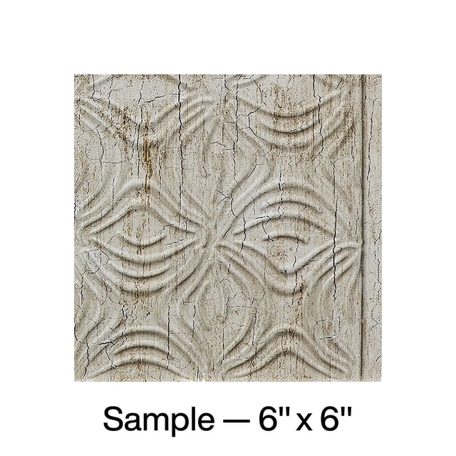 FASÄDE Lotus Decorative Vinyl Backsplash Panel in Vintage Metal (6X6 Inch Sample)