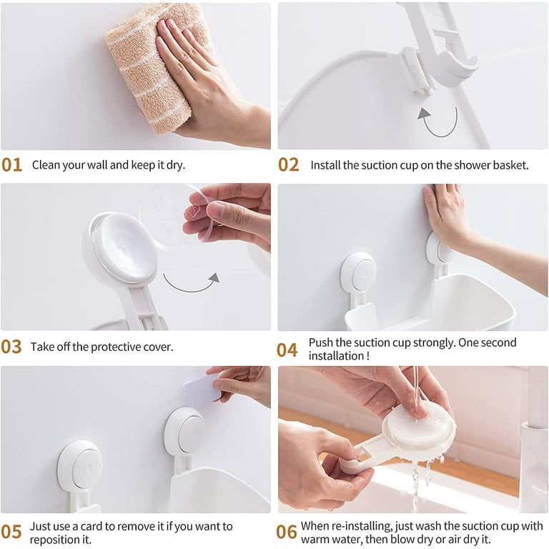 Shower Caddy Suction Cup Shower Shelf Suction Shower Basket One Second