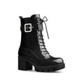 thumbnail image 1 of Unique Bargains Women's Zipper Platform Chunky Heel Combat Boots, 1 of 8