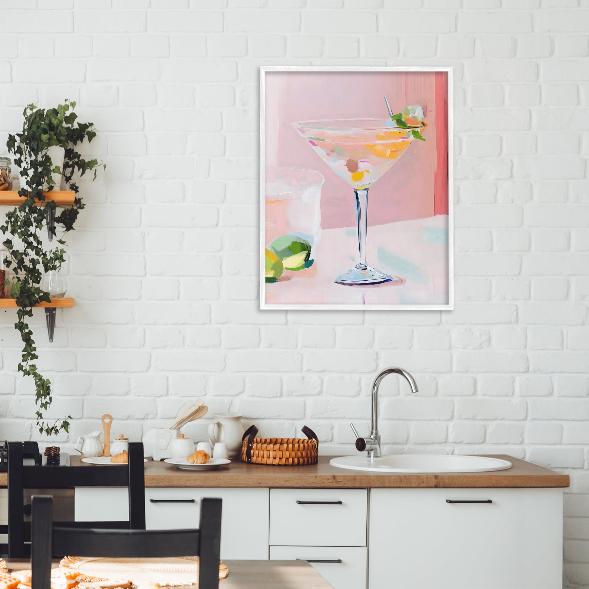 Stupell Industries Pink Martini Bar with Lime White Framed Giclee Art, design by The Prints Vibe