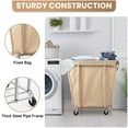 thumbnail image 6 of Laundry Basket with Wheels 320L Hotel Large Clothes Basket with Waterproof Oxford Basket and Sturdy Steel Frame Beige, 6 of 8