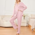 thumbnail image 2 of HAiming Womens Pajamas Set Long Sleeve V-Neck Button down Tops Pants 2 Piece Pjs Sleepwear Casual Soft Loungewear, 2 of 4